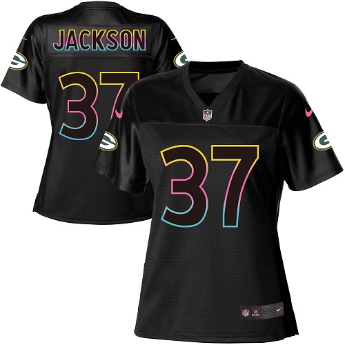Nike Packers #37 Josh Jackson Black Women's NFL Fashion Game Jersey - Click Image to Close